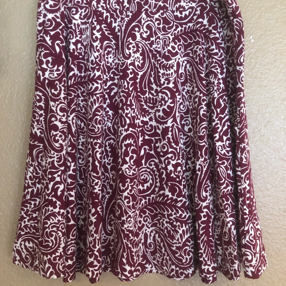 Knee length skirt.